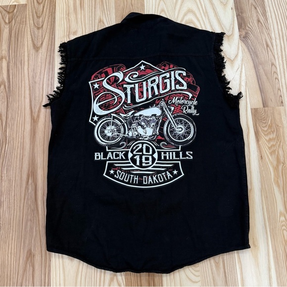 Sturgis Cut Off Button Shirt Men’s XL Black Hills Rally 2019 - Picture 2 of 7